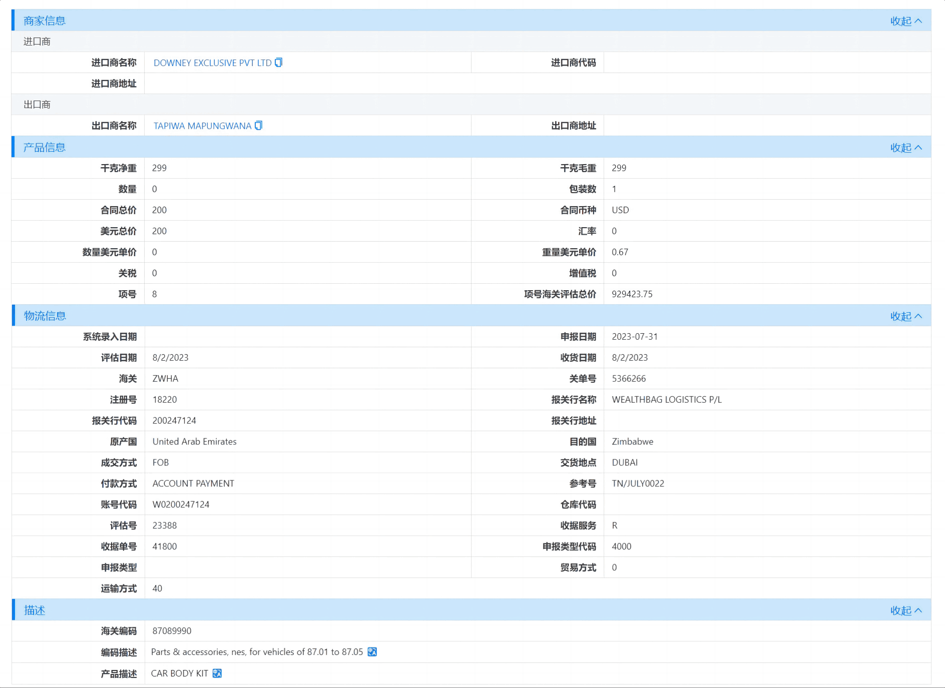 津巴布韦海关数据,海关数据,evo真人视讯海关数据